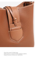 Bolso bandolera pequeño de cuero suave, bolso de hombro tipo cubo para mujer, novedad de primavera. - details 3