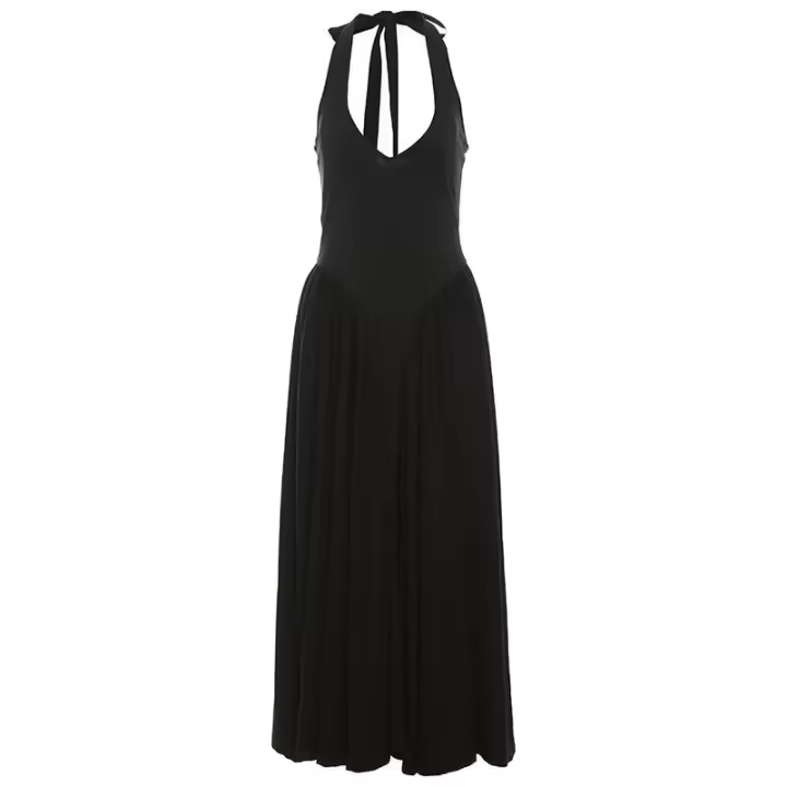 Wind 2024 Otoño/Invierno nuevo estilo francés para mujer adelgazante, cuello colgante, sin montura, con tirantes, vestido de mujer - 1