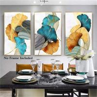 Naranja Palma Ginkgo hoja planta letras pared arte lienzo pintura nórdica sala de estar decoración imagen carteles decoración moderna del hogar (20*30 cm sin marco, A) - details 2