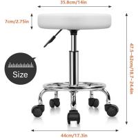 PU reposapiés Ajuste Altura Giratorio Medical SPA salón taburetes Masaje Silla Trabajo Color Blanco - details 6
