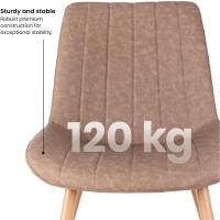 Juego de Sillas de Comedor ENA Latte Estilo Nórdico Vintage Asiento Acolchado, Respaldo Ergonómico, Diseño Elegante Color Beige Oscuro - details 6