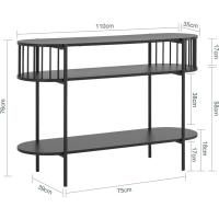 Mesa de Consola Mesa de Entrada Recibidor con 3 Niveles Estructura de MDF y Hierro 110 x 39 x 76 cm Negro - details 2