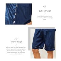 Conjunto De Pijama Para Hombres Verano Cómodo Casual Camisa Corta Con Shorts Dos Piezas Ropa De Dormir Estilo Básico Material Poliéster Y Elástico - details 5