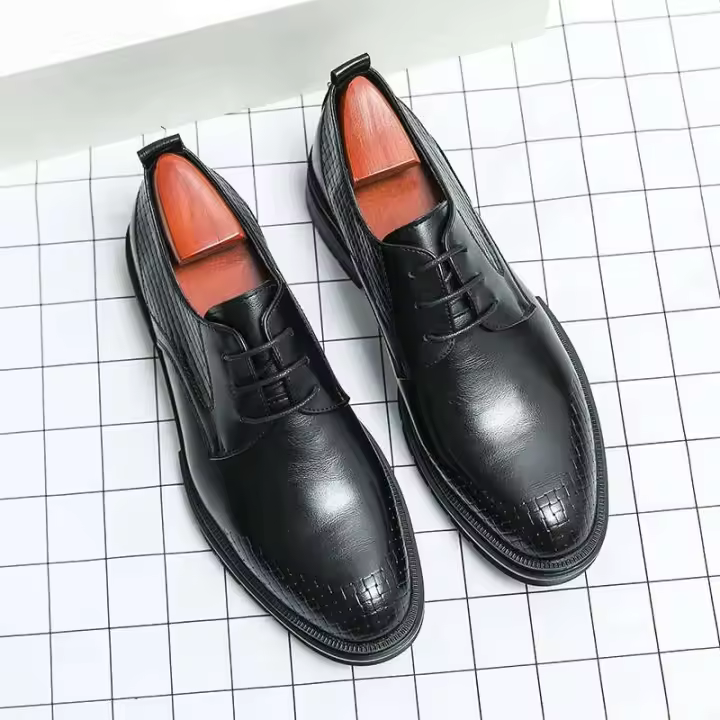 7236 Zapatos formales de cuero genuino para hombres de negocios, cómodos y elegantes a la moda - 1
