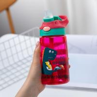 Botella de agua con pajita de silicona y tapa a prueba de derrames para niños, taza de dibujos animados de dinosaurio lindo, botella portátil escolar sin BPA - details 9