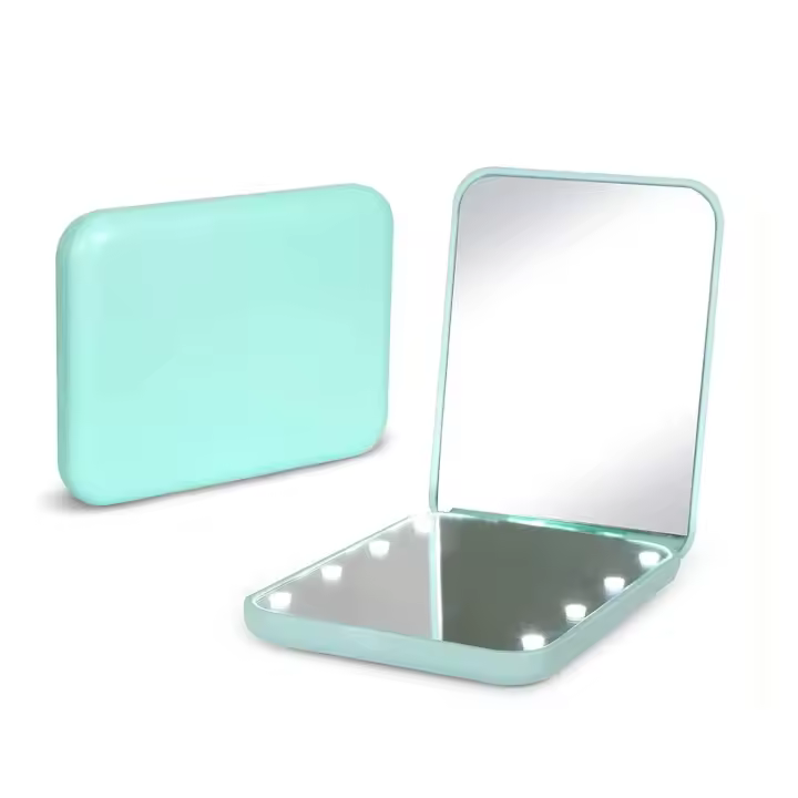 Scttomon Espejo de Maquillaje Portátil con Luz LED 1X/3X Ampliación, Bifásico, Plegable, Manoheld - 1