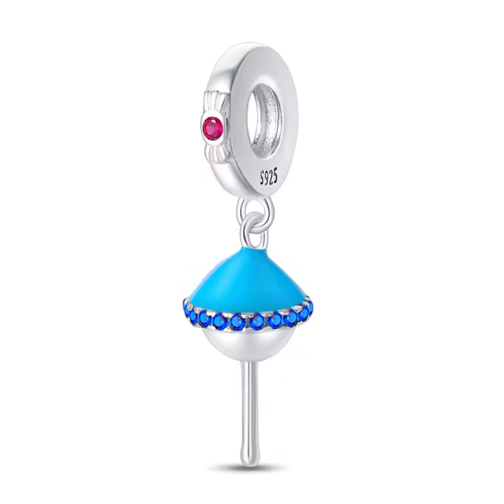 Pulsera de plata pura de 3MM original Ence, colgante de estilo de circonita azul, joyería DIY para mujer - 1