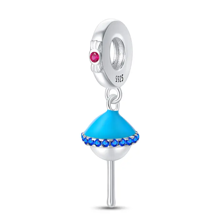 Pulsera de plata pura de 3MM original Ence, colgante de estilo de circonita azul, joyería DIY para mujer - 1