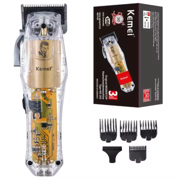 Máquina cortadora de pelo KEMEI original ajustable inalámbrica para hombres cortador de barba profesional trimmer lithium ion alimentada por AC/DC made in china - 1