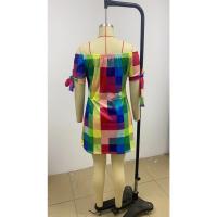 Vestido Estampado Sexy A La Moda Para Mujer, Vestido Acampanado De Manga Corta Con Hombros Descubiertos, Minivestidos Con Hombros Descubiertos Para Mujer - details 39