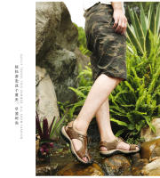 Sandalias cómodas de verano para hombre, zapatos informales de playa y exterior, antideslizantes, de tacón plano, de cuero - details 4
