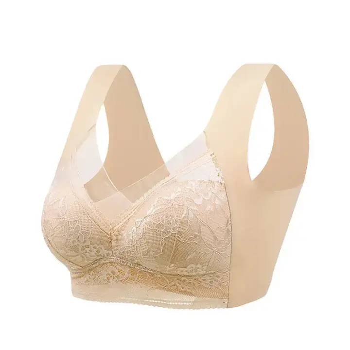 L-6L sujetador grande para mujer, Push Up de seda helada, Bralette superior sin costuras, sujetadores de encaje inalámbricos para verano, Top de talla grande, lencería, ropa interior 15019 - 1