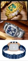 Reloj de Cuarzo de Dial Cuadrado para Hombres Resistente al Agua Multifuncional con Correa de Acero Inoxidable Regalo Audaz para Novio - details 12