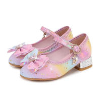 Zapatos de tacón alto para niños, calzado versátil de cuero con lentejuelas, Arco Iris, lazo, Princesa, fiesta, boda, primavera y otoño - details 14
