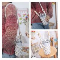 Bolsa de red para botella colgante bohemia, soporte para botella de agua tejido a mano, cuerda de algodón, soporte decorativo para taza de café - details 5