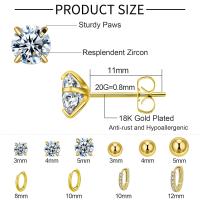 Conjuntos de pendientes de acero quirúrgico para múltiples perforaciones, pendientes de aro pequeños y ligeros, pendientes de tuerca CZ para mujer, cartílago de moda hipoalergénico - details 0