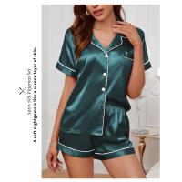 Conjunto De Pijamas De Seda Y Satén Para Mujer Verano Con Cuello Redondo Y Shorts 2 Piezas Dormitorio Elegante Pijama De Noche - details 25