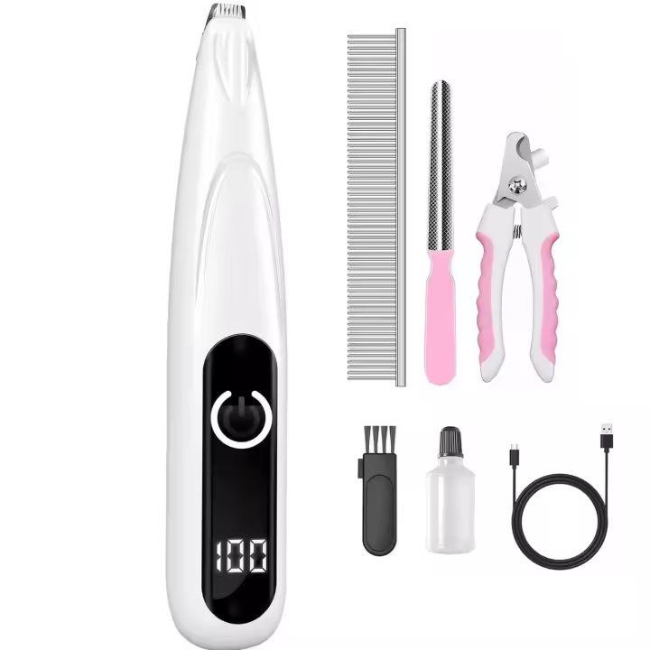 Cortapelos para patas de perro, cortapelos para gatos de poco ruido para el aseo, cortapelos para perros, patas de gatos, afeitadora impermeable para perros, afeitadora para mascotas pequeñas para perros, cortapelos con luz LED - 1