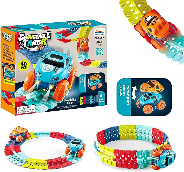 Rampas de coche de carreras mágicas intercambiables flexibles, juguetes de pista para niños - 1
