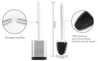 Cepillo De Inodoro Profundo Con Silicona Y Mango De Plástico Antideslizante 1 Pack Cerdas Flexibles (Plata) Limpiador De Baño - details 3