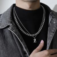 Cadena gruesa de doble capa para suéter, collar de acero de titanio para hombre, cadena de clavícula, collar con letras cubanas - details 7