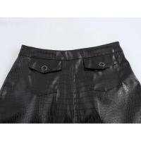 BUNO-falda de cuero para Mujer moda Otoño Invierno 2024 nuevo Flip Pocket Chic Mujer cintura alta elegante A-line Mini falda Mujer - details 6