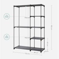 Armario de Ropa, Perchero, Burro Ropa, 124 x 43 x 182 cm, 2 Secciones para Colgar, con Compartimentos, Gran Capacidad, para Dormitorio, Salón, Lavandería, Topo RYG026R02 - details 26