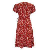 Summer floral print women boho short sleeve v neck split elegant a line party beach dress - details 15
