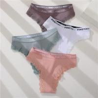 Bragas de algodón para mujer, ropa interior sexy de M-2XL, calada, con cinturón con letras, lencería de talla grande - details 6