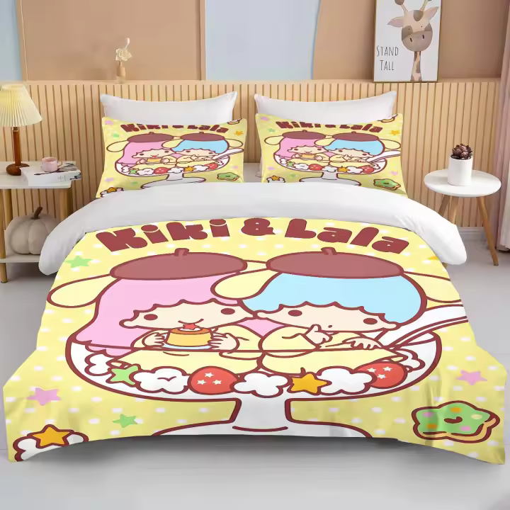 Juego de Ropa de Cama de Estrellas Gemelas Funda de Almohada de Dibujos Animados - 1