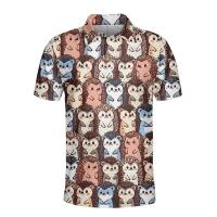 Polos de manga corta para hombre y mujer, camisetas con estampado de dibujos animados de animales, pingüinos, osos, ardillas, botones gráficos, 14 - details 8