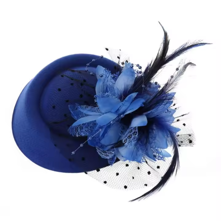 Sombrero Formal Vintage, tocado, flor Floral, pluma, tocado con horquillas, diadema de malla, sombrero de fieltro, pinza para el pelo, sombrerería de fiesta - 1