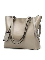 Bolso de cuero encerado para mujer, bolsa de hombro con doble correa, sencillo, para compras, 2022 - details 7