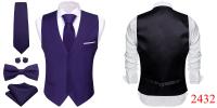 Chaleco de diseñador para hombre, chaleco de satén de seda Lisa verde oscuro, pajarita, pañuelo, traje Formal de boda para hombre, chaqueta sin mangas Barry Wang - details 66