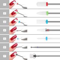 Scttomon Set de 7 Brocas de Cerámica Profesionales Ideal para Quitar Gel, Acrílico, Cutícula, Diamante Accesorios de Manicura de Belleza - details 0