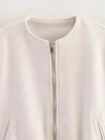 Chaqueta Bomber Suave de Manga Larga con Cuello Redondo Moda de Otoño-Invierno para Mujeres - details 1