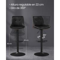 Sillas Altas Giratorias Regulables en Altura, Acolchado PU, Sillas de Cocina con Respaldo y Reposapiés, - details 4
