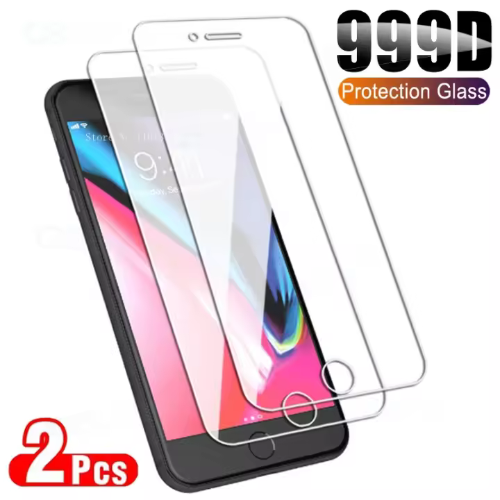 Protector de Pantalla de Vidrio Templado 999D para iPhone 2Pcs Seguridad para Modelos 6, 7, 8, 9 - 1