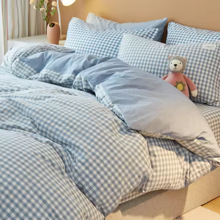 Juego de Ropa de Cama de Algodón Puro Estilo Muji Cubierta de Edredón de Cuatro Piezas - 1