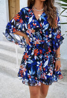 Vestido fluido sin tirantes con estampado floral bohemio para mujer, verano 2025 - details 14