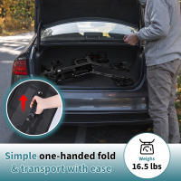 Andador con ruedas para personas mayores, andador plegable liviano con asiento soporta 250 lb, ruedas grandes de 8" para todo terreno, ajuste de altura dual, andadores de aluminio con respaldo ultra de 5" para personas mayores negro negro - details 4