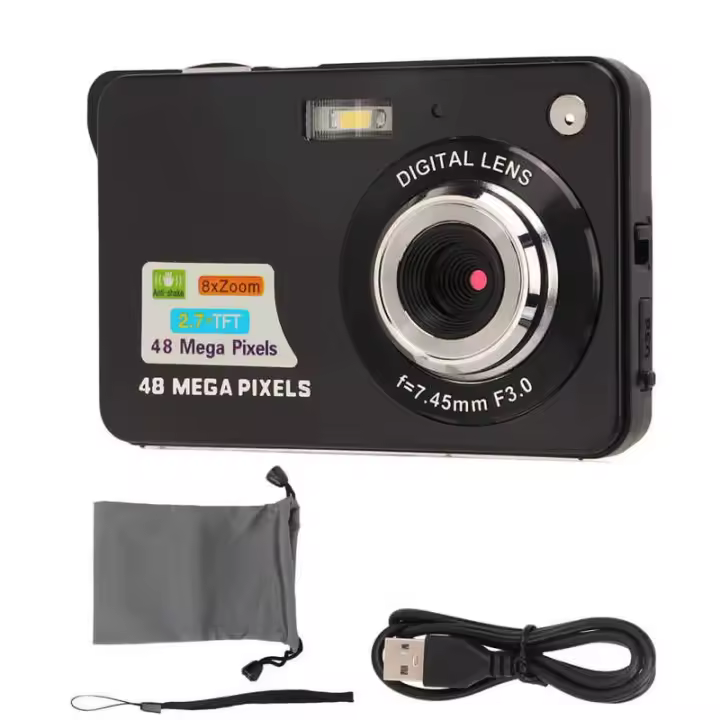 Cámara Portátil de 48 Megapixels Zoom 8x Pantalla LCD de 2,7 Pulgadas Resistente al Sismo - 1
