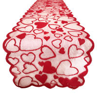Romántico Mantel de Encaje para Cena de San Valentín Diseño Rectangular con Bandera de Mesa Roja - details 5