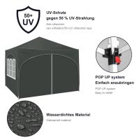 Gazebo plegable de 3x3m, con 4 paredes laterales, tienda de fiesta regulable en altura, gris - details 2