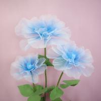 Flores de rosas artificiales de 40cm, cabeza de flor grande, pétalos esponjosos 3D, flores falsas, paisajismo de boda, flor de hilo de gasa gigante - details 5