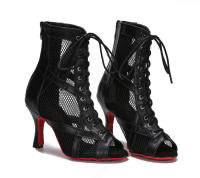 Botas de baile de cuero con suela roja para mujer, zapatos de baile de salón, zapatos de baile latino, botas de Pole Dance, zapatos de fiesta de Tango para mujer - details 2