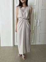 Vestido Vintage de moda versión coreana para mujer, Túnica de verano para oficina madura, sin mangas, Color sólido, temperamento, Vestido suave - details 1