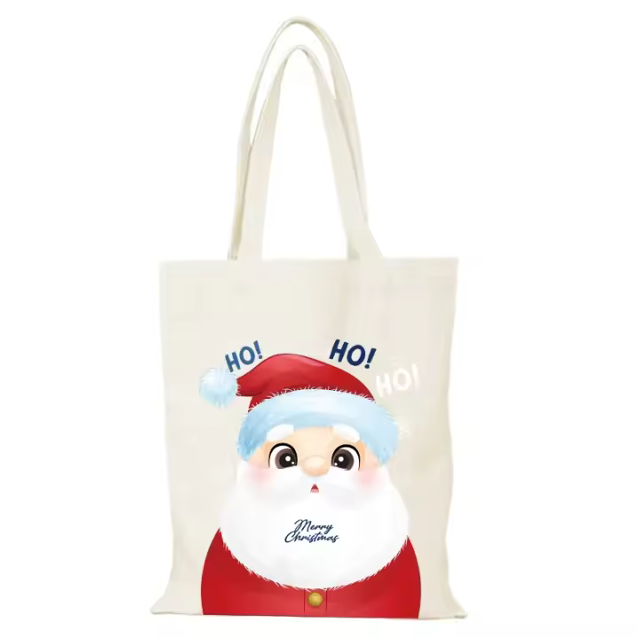 Regalo de Año Nuevo, bolso de mano para hombre, bolsos de lona con dibujos animados de Feliz Navidad, bolso de compras para mujer, bolsos de tela, bolso de compras ecológico para mujer - 1