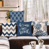 4 Fundas De Almohada Decorativas Azules Con Diseño Geométrico, Cubierta De Cojín Para Cama, Sofá, Sala De Estar - details 1