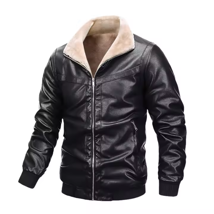 Chaquetas cálidas de lana PU para hombre, parabrisas retro, camisetas de motocicleta, ropa de moda, otoño e invierno - 1